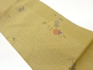 手描き変わり縞に菊唐草模様名古屋帯